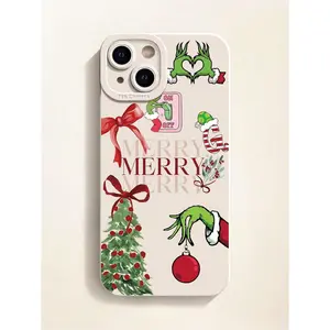 A simple Christmas tree slogan pattern soft silicone shockproof phone case, anti-yellowing, compatible with iPhone 17/16/15/14/13/12/11/X/XS/XS Max/16E/12.13 Mini, suitable as a holiday gift for friends, family, or yourself.