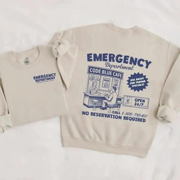 Code Blue Cafe ER Nurse Shirt Sweatshirt, Funny Emergency Department Nurse Tee, Hospital Staff Gift, Healthcare Worker Graphic Shirt