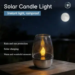 XTAUTO 6pcs Solar Candle Lights, Flameless Candle Lights Solar Rechargeable Tea Wax Lamp, Candle Lights Outdoor Solar Lights, Waterproof Solar Candles for Wedding Valentine's Day Halloween Christmas Camping Garden Patio Decor