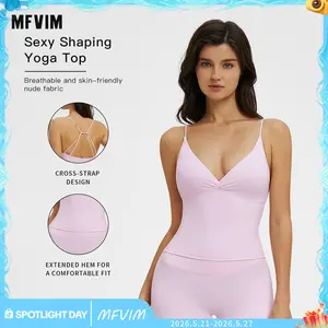 MFVIM Women’s Solid Crop Camisole Top & High-Waist Shorts Sports Set, Casual, Breathable, Comfortable, Seamless Two-Piece Set for Yoga, Gym Workouts, and Running, Ladies’ Sportswear for All Seasons