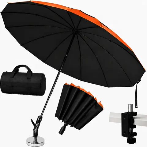2026 Upgraded Novacan 60-Inch Heavy-Duty Magnetic HVAC Work Umbrella, 12-Rib Folding Design, Magnetic Base & Clamp, Adjustable Tilt, Inverted Rib Structure, Hands-Free Sun & Rain Protection, Portable Shade with Carry Bag for Outdoor Work & AC Repair