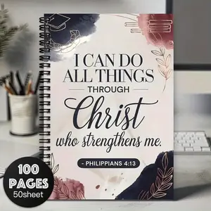 1 Christian Bible Scripture Spiral Notebook, Elegant Design Inspirational Daily Devotional Journal - Suitable for Notes, Daily Lists, Faith Gift for Women and Men