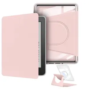 360° Rotating Case for Kindle Paperwhite 10th/11th/12th Gen (2018-2024) - Magnetic Detachable Stand Cover with Clear Back & Auto Sleep/Wake