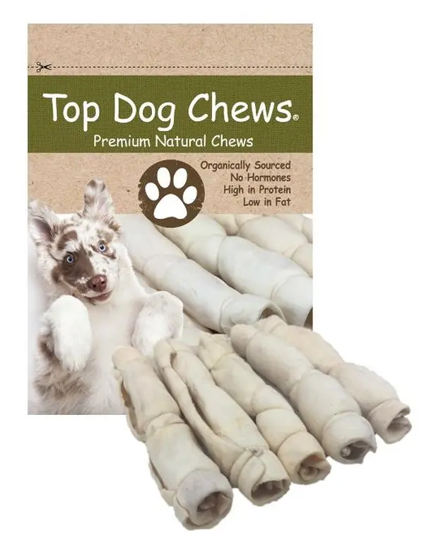 Top Dog Chews All-Natural Beef Cheek Roll Dog Chews, 9"-11" Long Length Roll Shape Treats for Aggressive Chewers, Supports Dental Health