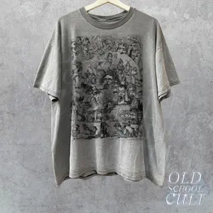 Vintage Dreamy Art Graphic Shirt, Retro Creepy 90s Shirt, Abstract Art Cotton Shirt, Line Art Vintage Tee, Oversized Cool Gif