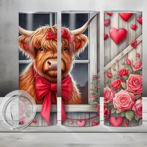20 oz highland cow Valentine tumblers Bottle Drinkware Water Bottles Drink Mug Sturdy Beverage Stylish
