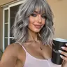 Women's Short Curly Wig, Heat Resistant Fiber, 14 Inch Shoulder-Length, Daily Commuting Use, Curly Hair Wigs, Synthetic Curly Wigs, Curled Synthetic Wig