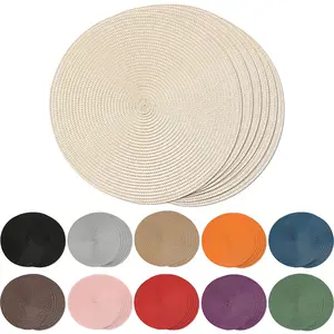 2pcs/6pcs 15-Inch Round Woven PP Placemats, Multi-Color Washable Non-Slip Heat Resistant Table Mats, Home Dining Decor Party Supplies