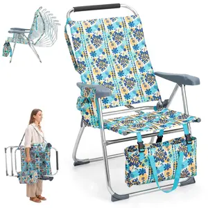 Backpack Beach Chair with 7 Position Adjustable Backrest, Lightweight Folding Aluminum Camping Chair with Detachable Storage Bag, Carry Strap & Side Pocket, 265 lbs Capacity lawn portable outdoor