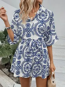 Women's All Over Print Romper, Casual Romper for Summer, Fashion Women's Clothes for Daily Wear, Womenswear