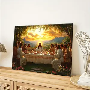 Elegant wall art featuring Jesus and His disciples at the Last Supper-perfectly rendered on a wrapped wooden frame-ideal for enhancing the ambiance of living rooms, bedrooms, and hallways.