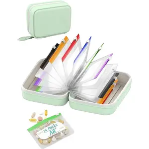A8 Waterproof Pill Pouch Set, Large Weekly Pill Organizer with 14 Color-Coded Medicine Pouches, Reusable Travel Medicine Organizer, Zippered Pill Storage for Fish Oils, Vitamins