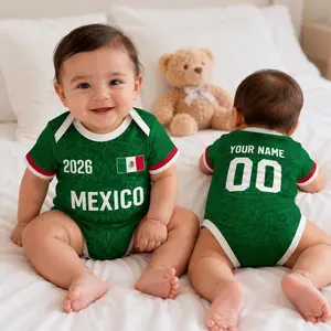 Custom Mexico 2026 World Soccer Baby Suit, Personalized Name Number Baby Romper, Soccer Uniform Kit, Gift For Newborn U0I