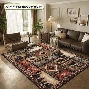 Velvet Soft Comfortable  Ethnic Animal Collage 2D Printing Rug Fashion Home Decor, Commercial Decor Carpet, Living Room Rug, Sofa Cushion Bedroom Rug, Bedside Blanket Door Entrance Mat, Dining Table Carpet