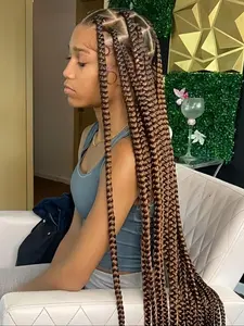 HD Synthetic Cornrow Braided Wig, Full Lace 36 Inch Jumbo Box Braids, Box Braided Wigs, Knotless Braided Wigs, Perfect for Women’s Everyday Wear