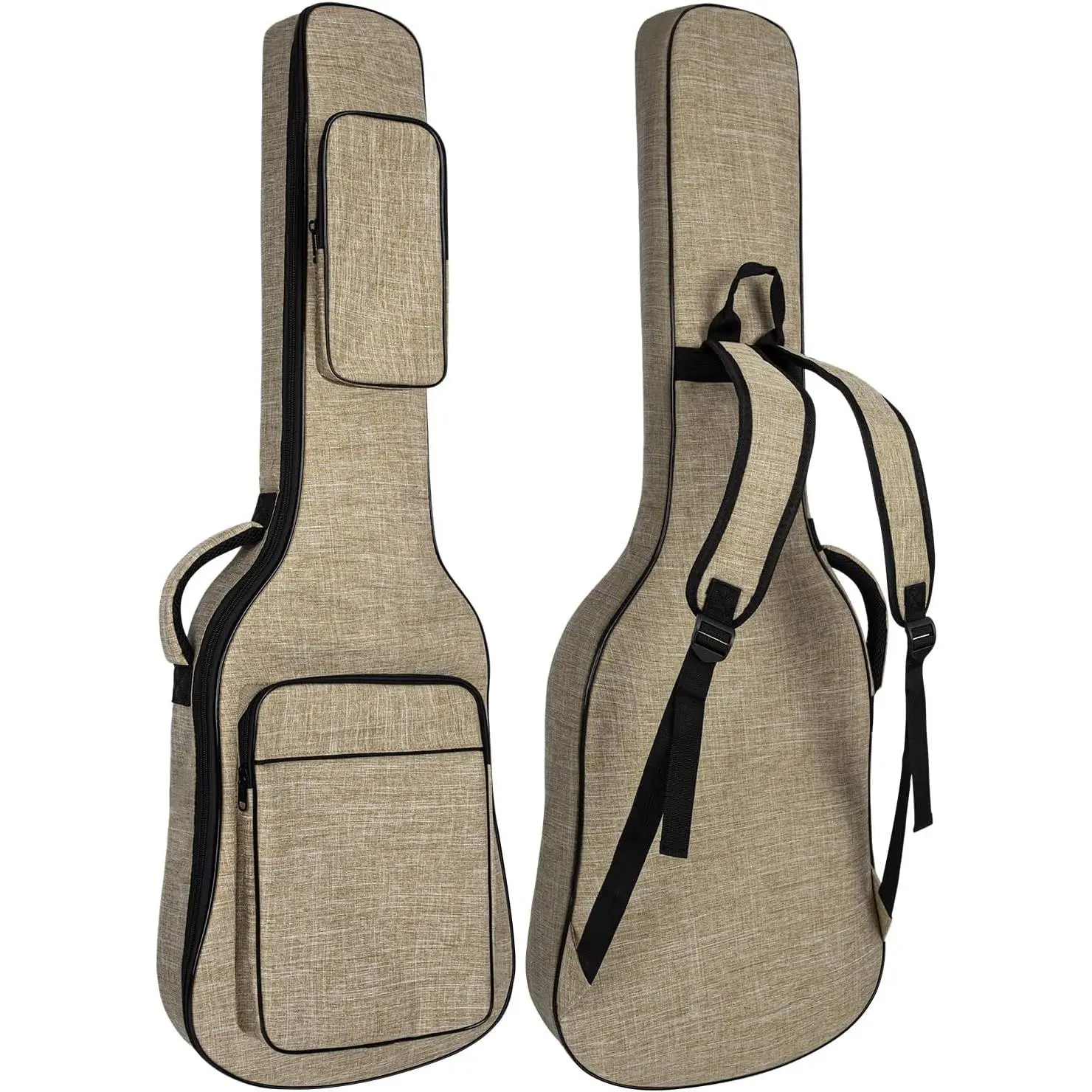 38 40 41 Inch Electric Guitar Bag, Electric Guitar Gig Bag 0.38 Inch  Thick Padding Backpack Soft Electric Guitar Case Dual Adjustable  Strap Pocket &  Strap Khaki