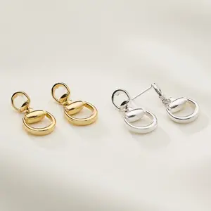 Gold Dipped Buckle Drop Earrings - 18K Gold Dipped