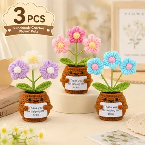 3pcs, Teacher Appreciation Gifts Positive Handmade Crochet Doll Thank You for Helping Me Grow Gifts Valentine Teacher Gift for Women Men End of Year