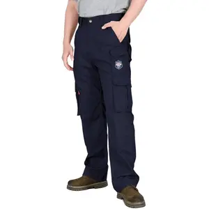 FR Pants for Men with Cargo Pockets Flame Resistant Fire Retardant Elastic Waist Water & Oil Repellent Finish