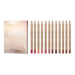 Qibest 12-Piece Lip Liner Set, Matte Lip Pencil, Long-Lasting Matte Finish, Tube Design, Perfect for Precise Application & Daily Use