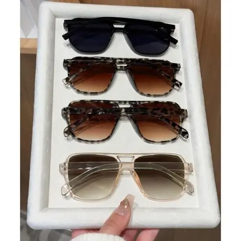 Unisex 4-Pack Lightweight Polyamide Frame Aviator Sunglasses - Double Bridge, 4 Styles, Casual, Oversized, Semi Rimless, Sunglasses for Women, Stylish Accessories, Lightweight Wear, Daily Shades Look, Everyday Use