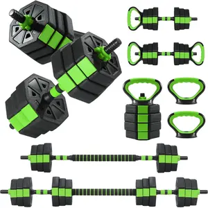 66lbs Adjustable Dumbbells Set, 4 in1 Free Weight Dumbbell Set of 2 Used as Barbell,Kettlebells,Fitness Exercises for Home Gym Suitable Men/Women