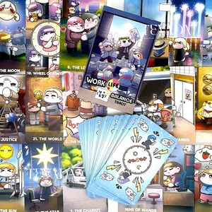 Work Life Balance Tarot-Career Challenges and Modern Life Adorable Illustrations Cute Cartoon Tarot-Unique Indie Tarot Deck for Beginners