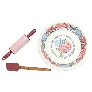 Dolly Parton Ceramic Pie Dish with Rolling Pin and Spatula