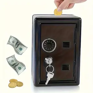 Small Money Box with Key & Password Locks, Portable Cash Storage Container, Ideal Gift for Saving Coins, Notes, Passports, Etc., Compact Design, Money Safe Box