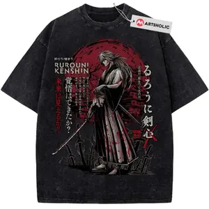[Sale off up to 30%] Kenshin Himura Shirt, Rurouni Kenshin Shirt, Anime Shirt, Vintage Tee, Unisex Short Sleeve Tee T-Shirt, cotton menswear Top Tshirt