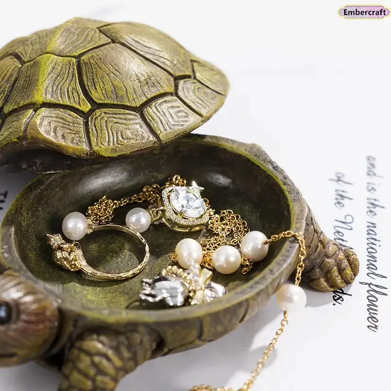 Modern Turtle Resin Storage Box, Cute Animal Shape Desktop Organizer, Cute Figure Box, Living Room Decorative Item, Aesthetic Home Decoration, Small Turtle Ornament Storage Box Display Container