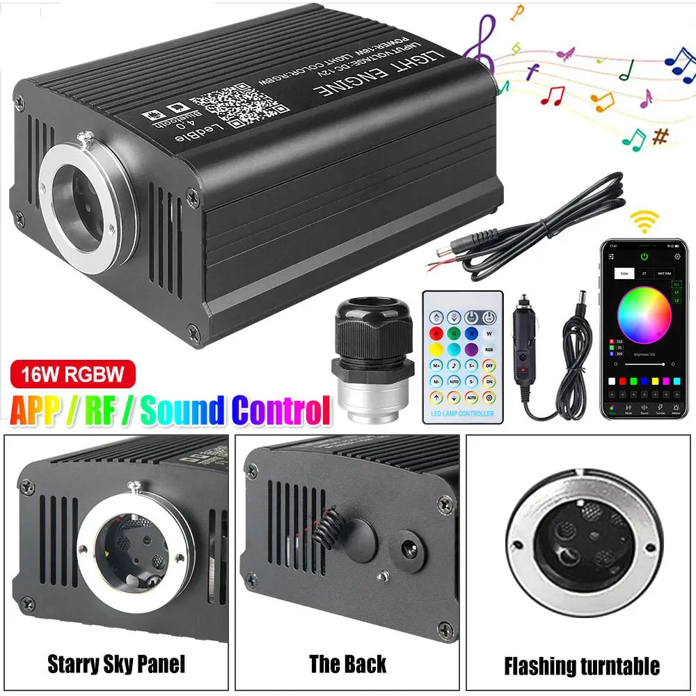 Home & Car Fiber Optic Star Ceiling Light Smart Bluetooth 4.0 iOS/Android Twinkle Jump Fade Mode Adjustable Brightness & Speed Romantic Night Drive