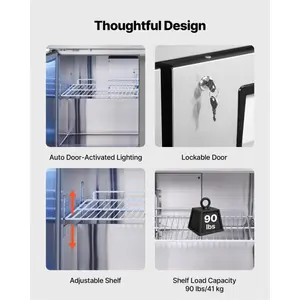 VEVOR 72 W Commercial Freezer, 17.7 Cu. Ft Worktop Freezers Undercounter with LED Auto Lighting and Lockable Door, 3 Doors Food Freezing Prep Worktable, Stainless Steel Prep Frozen Table with Casters