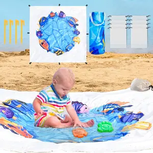2-in-1 Baby Beach Pool & Blanket – 6.5 x 6.5 FT Kiddie Pool for Toddlers, Portable Splash Pad for Kids, Paddling Pool with Waterproof Carry Bag – Perfect for Beach, Picnic, Outdoor Vacation Fun
