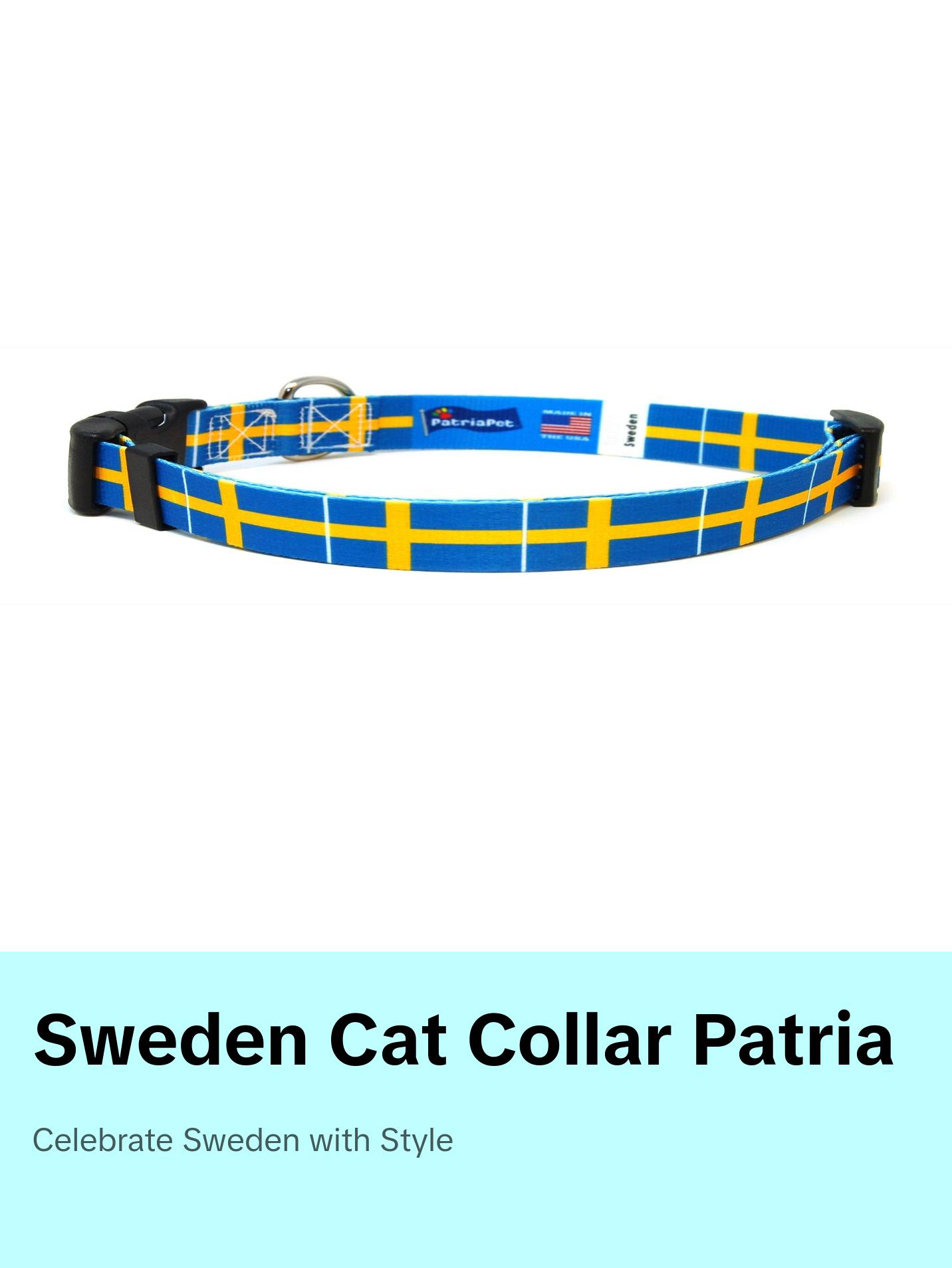 Cat Collar with Sweden Flag | Great For National Holidays, Festivals, Parades, Sporting Events, Pride Events