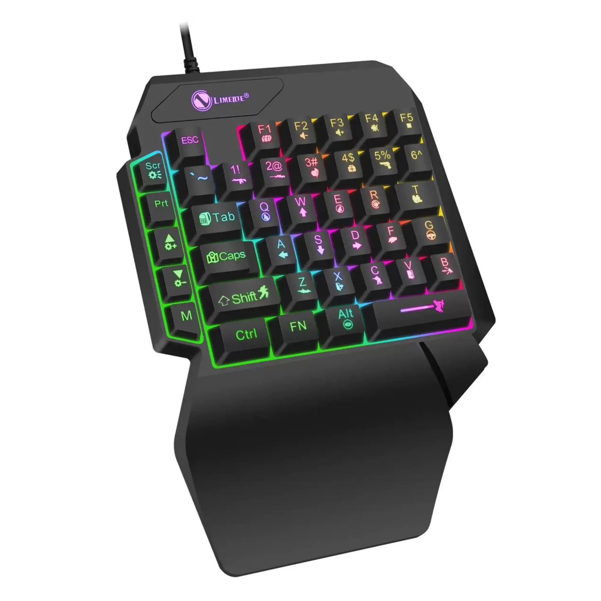 Single-Handed RGB LED Backlit Wired Keyboard for PC/Mac Gamers, Compatible with Computers, Laptops, Led Backlit Keyboard