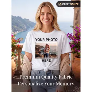 Personalized Custom Photo T-Shirt Premium Quality Breathable Crew Neck Short Sleeve Top DIY Picture Print Graphic Shirt Comfortable Casual Wear Unisex Couples Memory Gift for Men And Women Perfect Hol