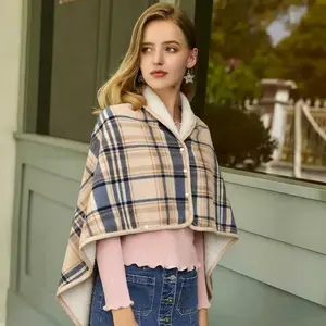 1pc Wearable Blanket, Plaid Pattern, Lightweight & Warm, Detachable, Multi-Scene Use, Bedroom/living Room/sofa/car, All Seasons