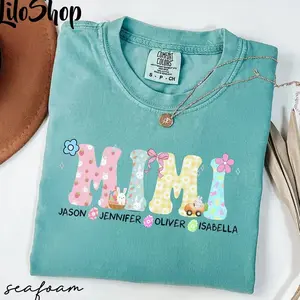 Comfort Colors®Personalized Mimi Easter Bunny Shirt, Personalized Mimi Shirt With Kids Names, EasterMimi Shirt,  Mimi Bunny Tee,Easter Grandma Tee