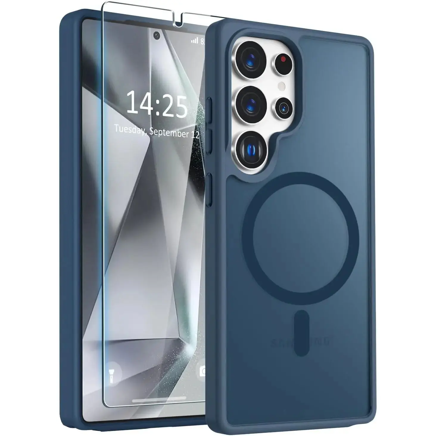 Entronix Samsung Galaxy S25 Ultra Case - [MagSafe-Compatible] Translucent Matte Cover & [1] Clear Screen Protector Protection Tempered Wireless Cellphone