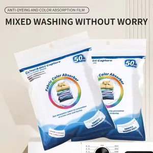 Color Catchers for Laundry, 50 Grabber Sheets Essential for Home Use - Maintains Original Color of Clothing, Suitable for Apartment, School, Travel