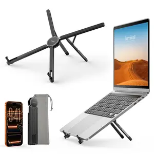 Lamicall Adjustable Laptop Stand for Desk - [Ultra Lightweight] Foldable & Portable Laptop Riser, Aluminum Computer Stand for Travel Library for 10-15.6" MacBook Neo Air Pro, HP, Dell, Lenovo - Black