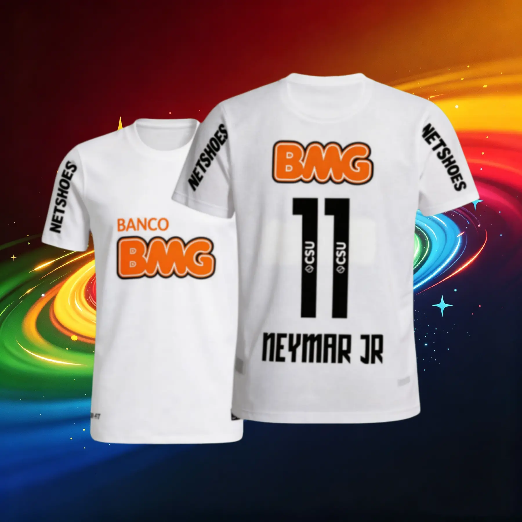 NO.11 Neymar JR 11 12 Home Short Sleeve Jersey Retro Soccer Jersey White Fans Version