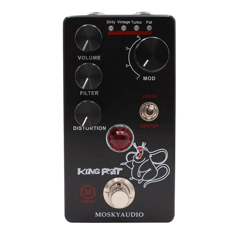 MOSKYAUDIO KING RAT Fat Dirty Turbo Fuzz Distortion Guitar Effects Pedal - 9V 100ma DC Power, 11.5x6.5x5cm Aluminium Alloy Body, True Bypass Circuit, Home-Use Guitar Processor Accessory, 9 V