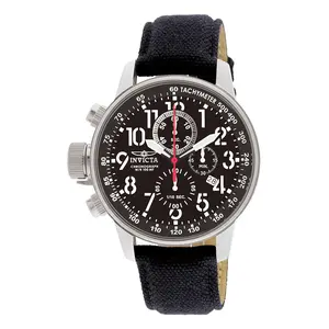 Big Bold Invicta Men's I-Force Lefty Chronograph Watch - 46mm Black Dial Steel-Case Heavy Sporty Statement Wristwatch