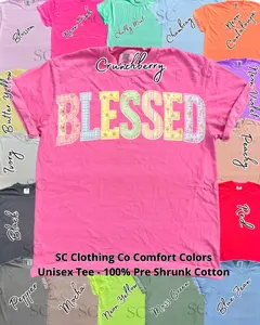Faux Patchwork BLESSED Comfort Colors Tee