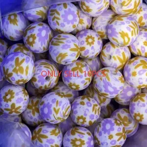 45 Types Printed Silicone Beads Set of 10, Durable & Safe Design, Ideal for DIY Crafts & Jewelry Making, Beading Making, Choking Hazard Warning Included