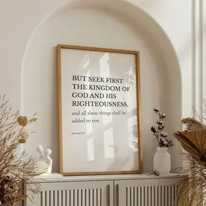 Matthew 6:33 Bible Verse Wall Art, Christian Scripture Print, Minimalist Typography Poster, Faith Home Decor, Christian Wall Art