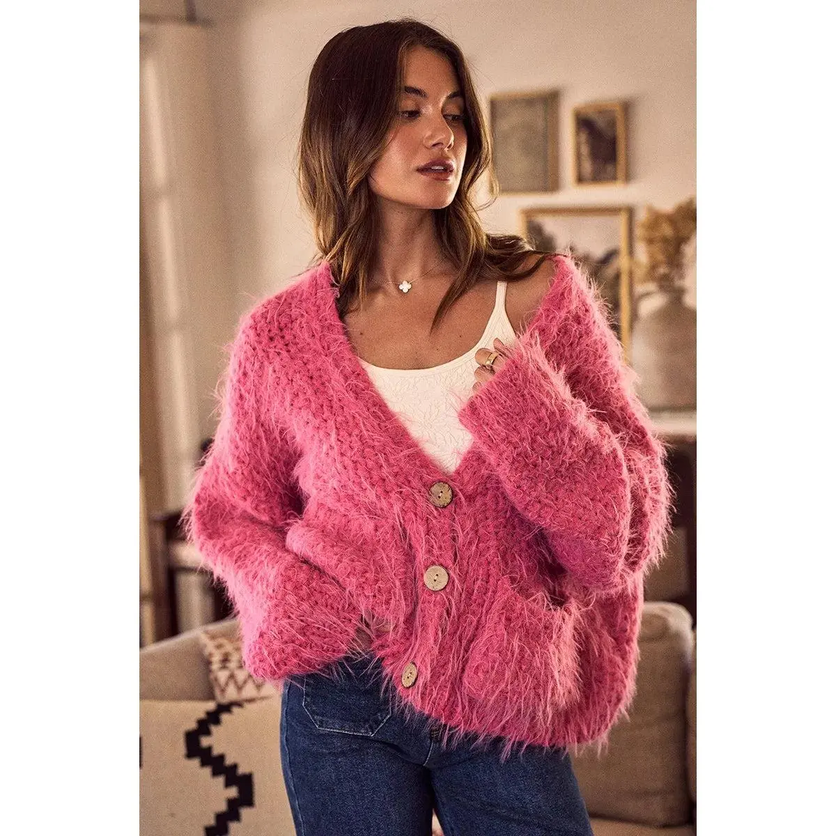 Pink Sweater Cardigan