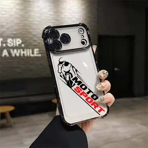 Viral Moto Sport Motorcycle Shockproof Clear Blue Electroplated Camera Protection For IPhone 17 16 15 14 13 12 11 PRO PLUS MAX AIR Four-corner Drop-proof Transparent Casual Soft Silicone PhoneCase Perfect Gift Cellphone Smartphone Shockproof Q208